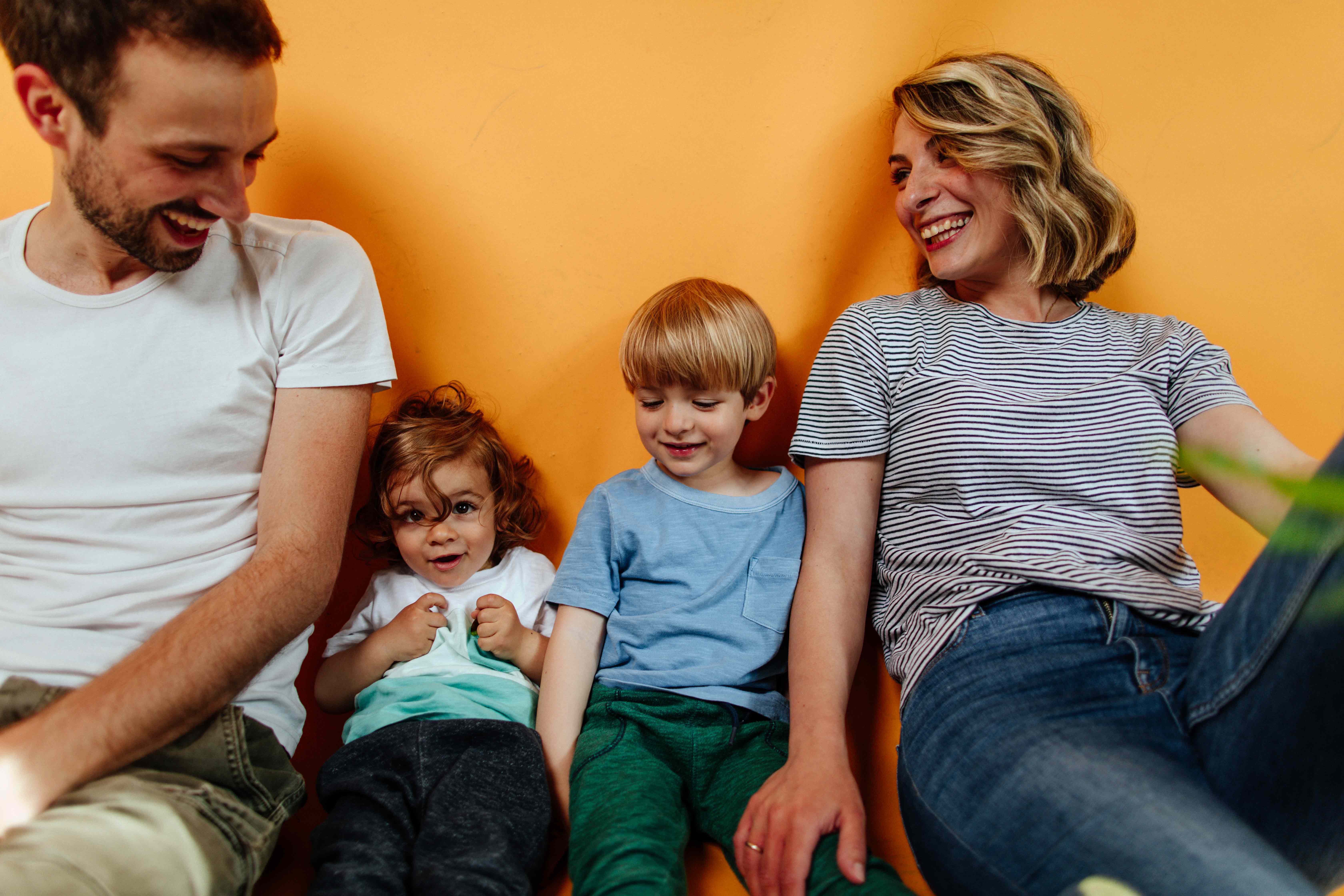 Studio portrait of happy family