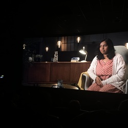 Julia Granitzer auf der Leinwand und später live am Podium